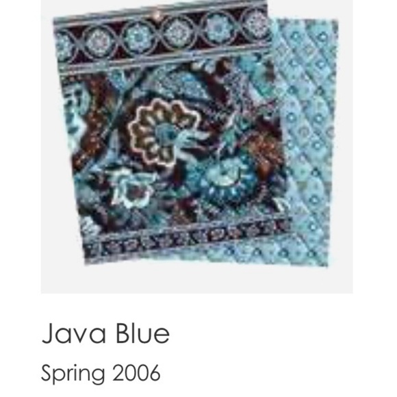 Vintage VERA BRADLEY Java Blue Medium Button Tote Brown Floral Y2K Button USA - Picture 12 of 12